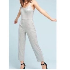 Anthropologie Sequenced Gray Jumpsuit Size 2